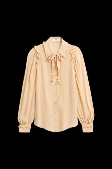 ROMANTIC SHIRT WITH BOW LIMITED EDITION - Peach by Zara