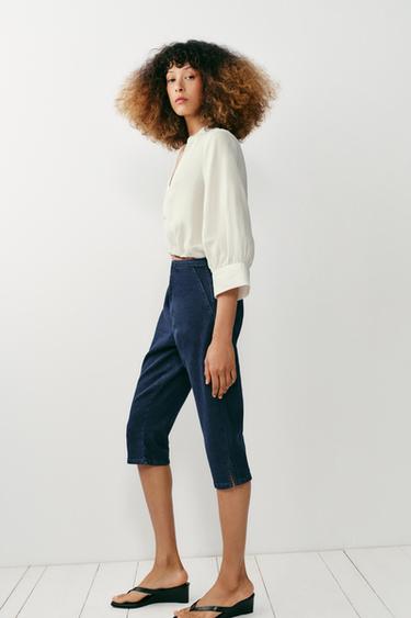 LINEN BLEND BALLOON SHIRT WITH FROG FASTENING - White by Zara - Image 4