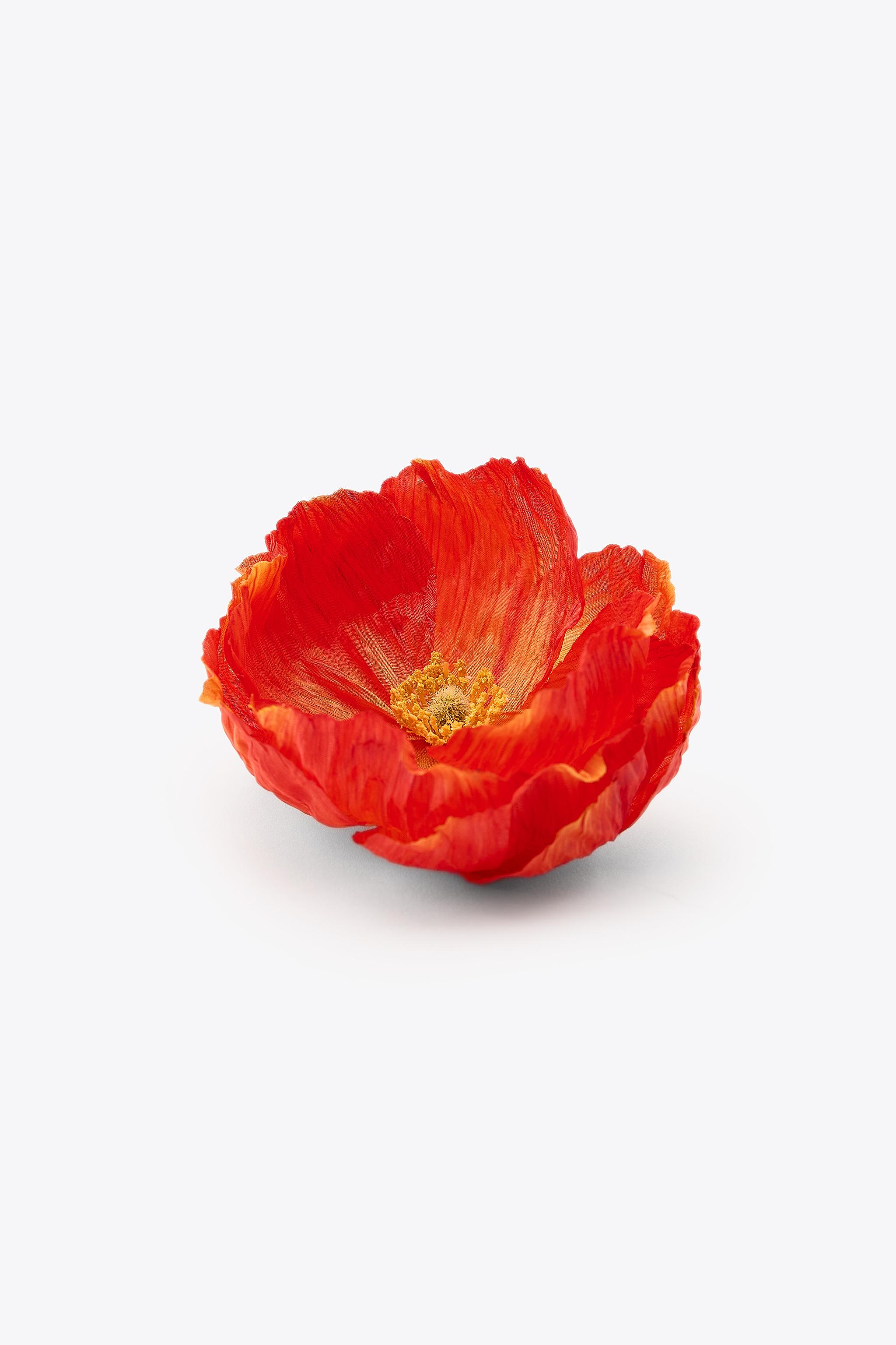 NWOT. Zara Red/Orange Maxi Flower Hair Te with Elastic Band. NWT. Zara Red Woven Floral Hair Clip. | Mercari main image 2