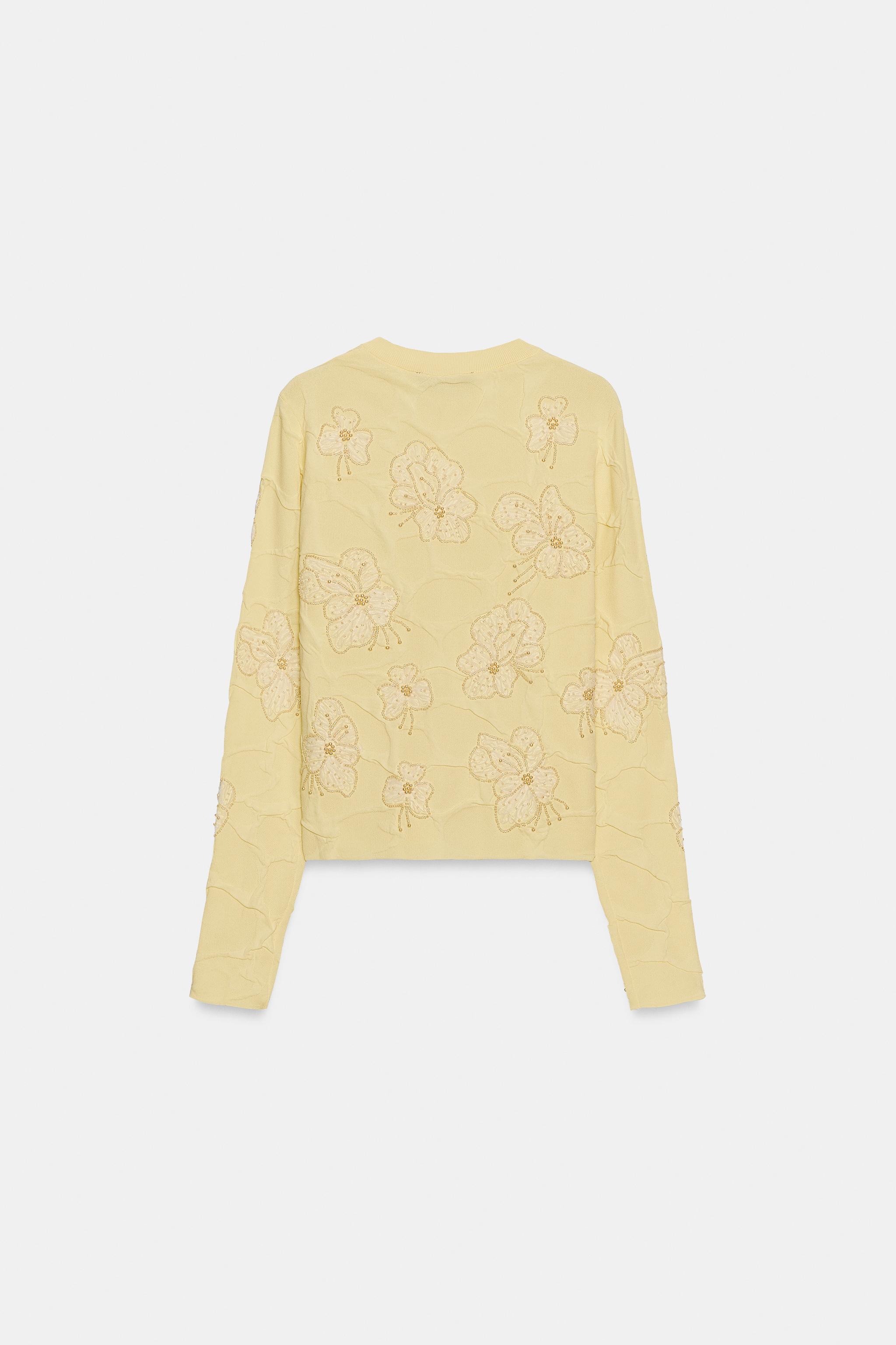 ZARA テクスチャービーズニットカーディガン イエロー バターイエロー テクスチャービーズニットカーディガン - ライトイエロー | ZARA Japan