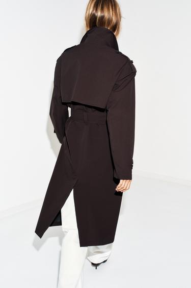 TRENCH LONG À CEINTURE DÉPERLANT COUPE-VENT - Marron de Zara - Image 2