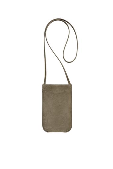 Zara 真皮斜背包 - 卡其綠