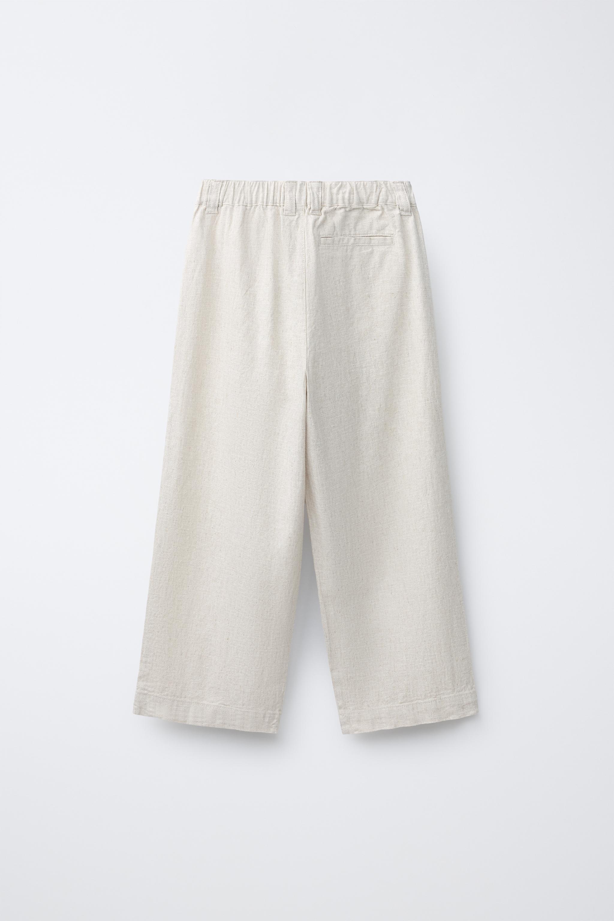 PANTALON DROIT EN COTON ET LIN