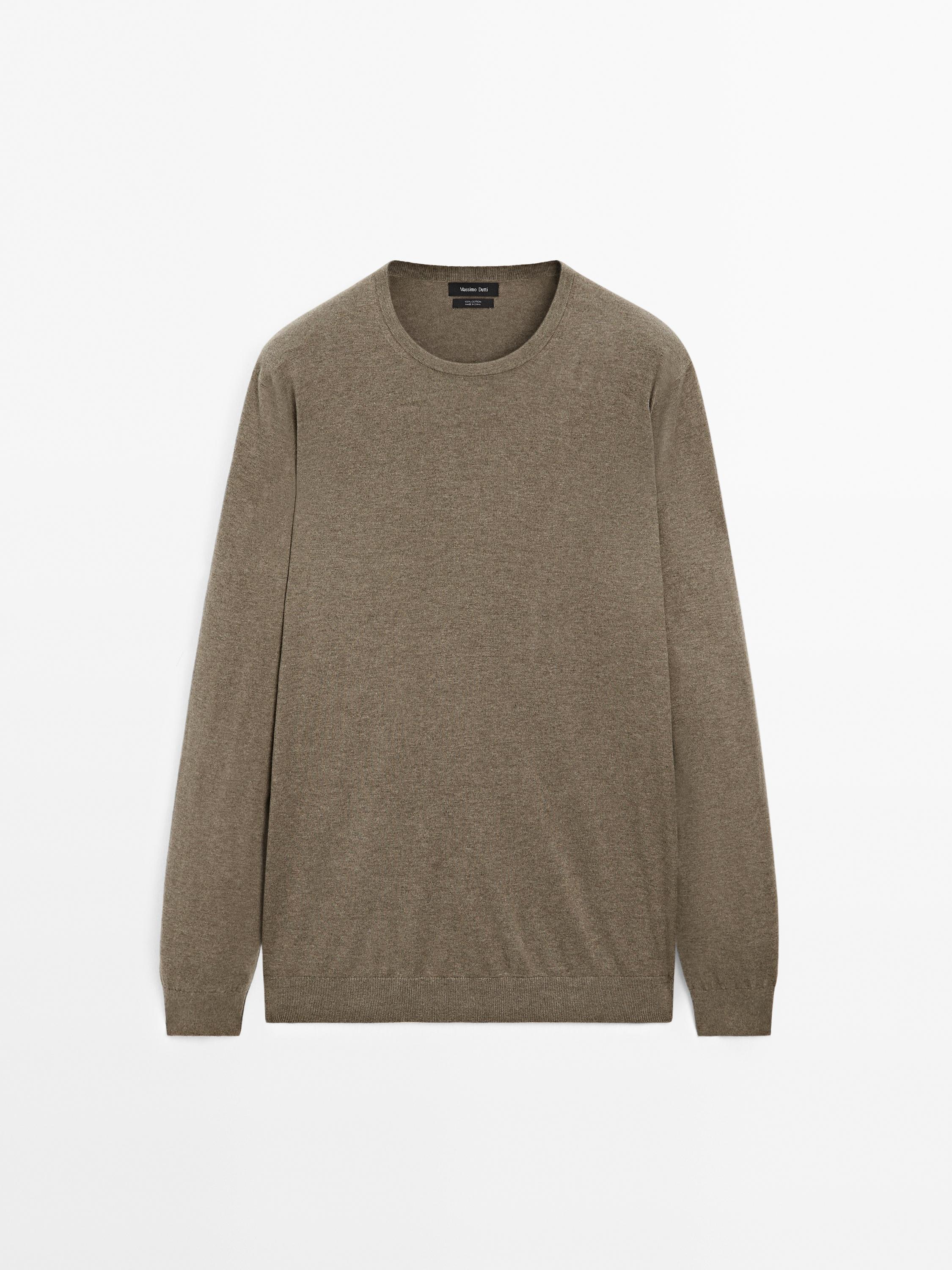 Long sleeve cotton knit sweater