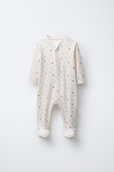 STAR PRINT VELOUR ALL-IN-ONE PYJAMAS - Ecru by Zara