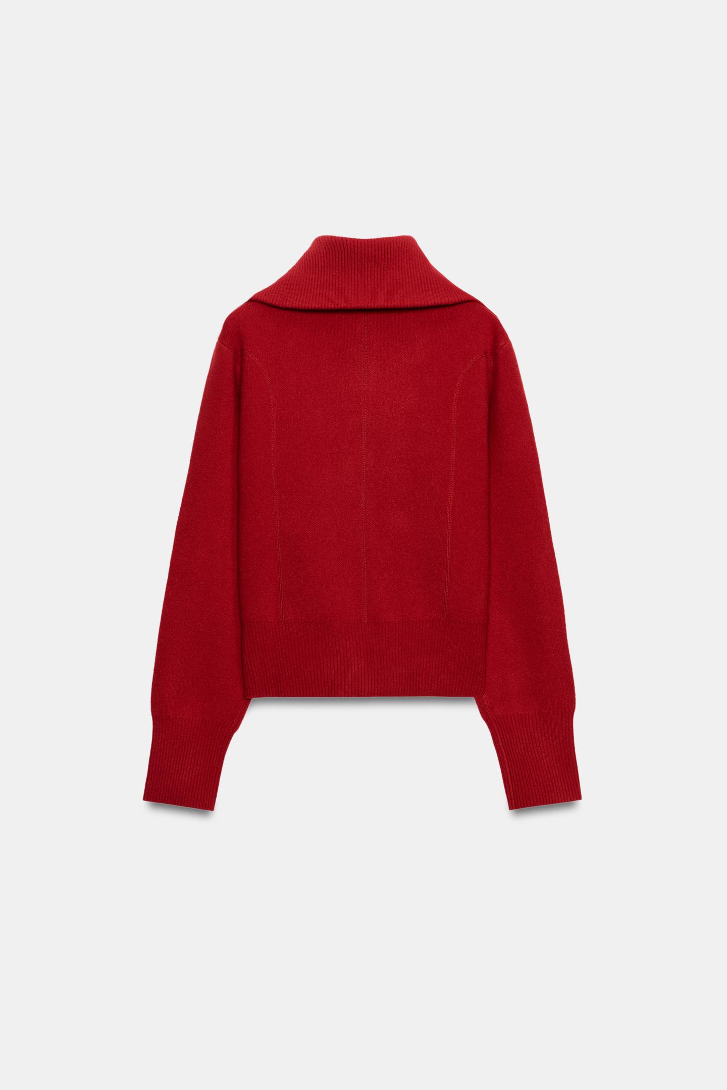 Женская куртка Zara 96% Wool Zip-Up Bomber, цвет: Красный — фото 2