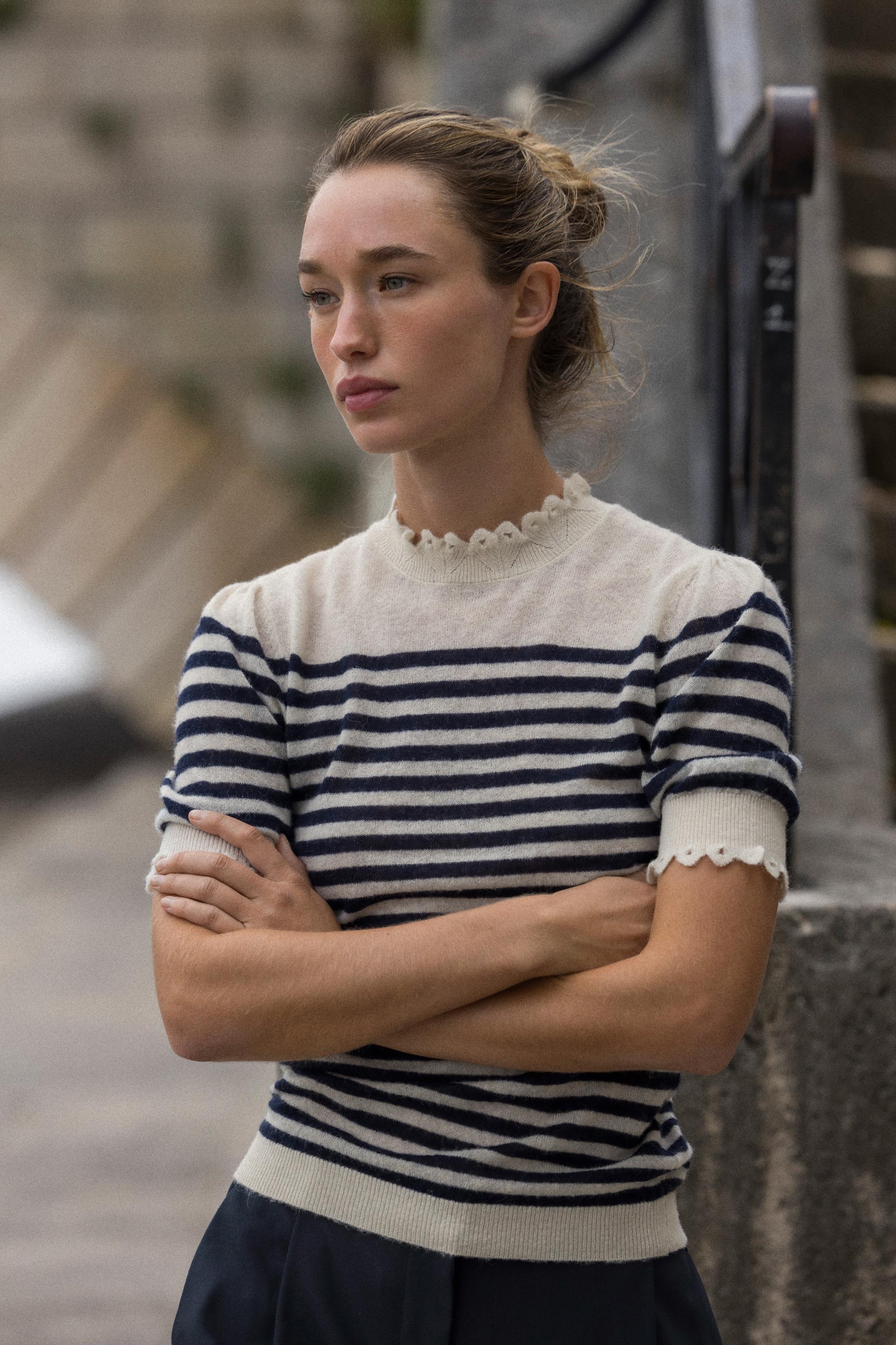 SHORT SLEEVE STRIPED KNIT JUMPER - Striped | ZARA United States