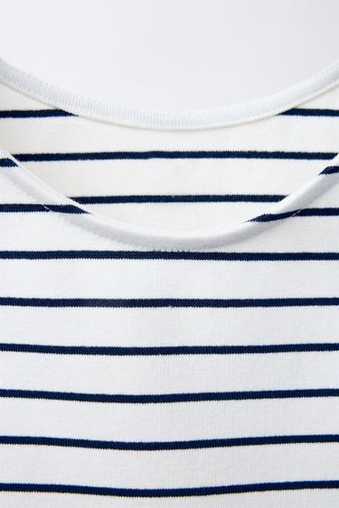 STRIPED T-SHIRT WITH BOWS - Navy blue by Zara - Image 2