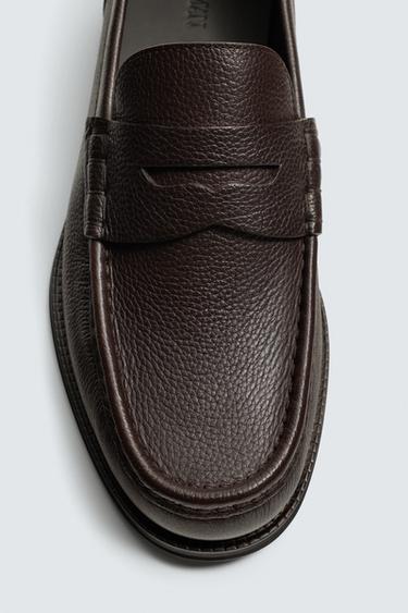 LEATHER PENNY LOAFERS - Brown by Zara - Image 2