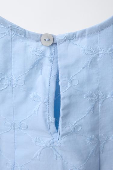 EMBROIDERED BOW TOP - Sky blue by Zara - Image 3