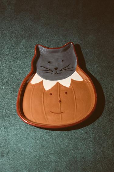 ASSIETTE GRÈS ENFANT CHAT HALLOWEEN - Multicolore de Zara