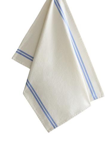 STRIPED COTTON TEA TOWEL - Blue by Zara