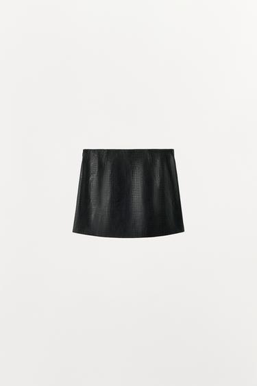 100% LEATHER MINI SKIRT - Black by Zara - Image 6