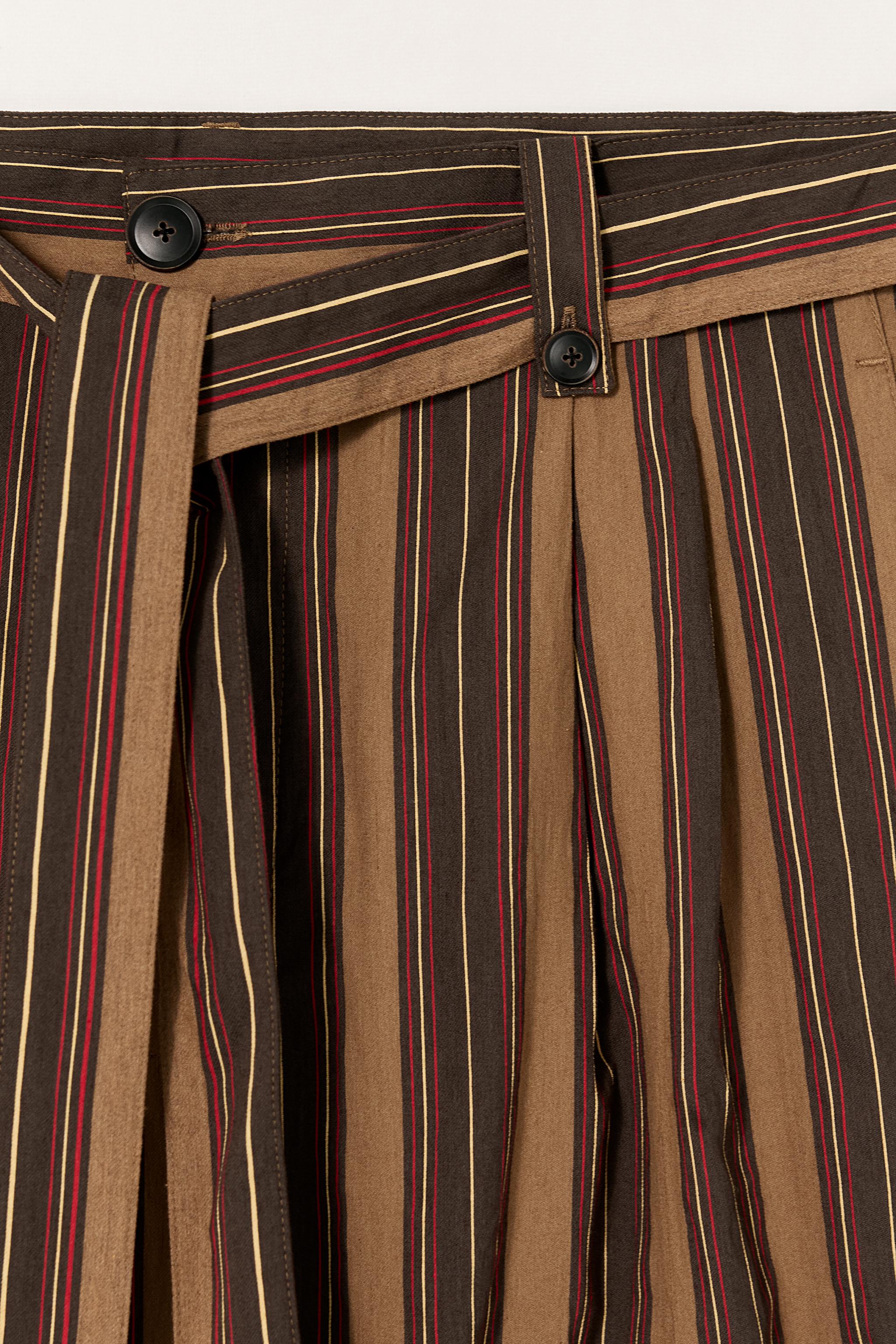 LIMITED EDITION STRIPED BELTED PANTS - Brown | ZARA Canada