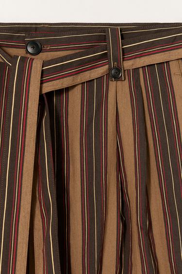 LIMITED EDITION STRIPED TROUSERS WITH BELT - Brown by Zara - Image 7