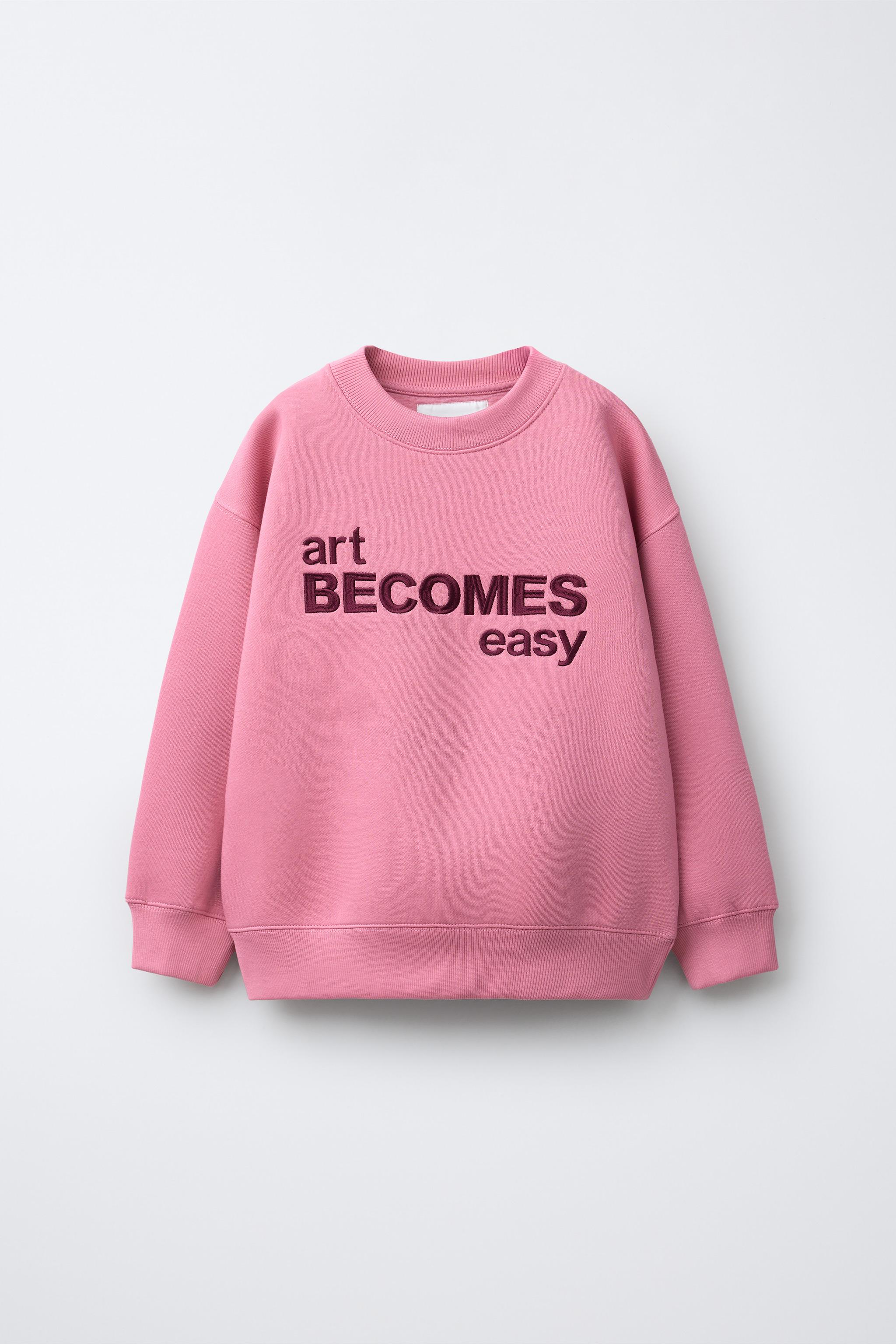 EMBROIDERED TEXT SWEATSHIRT - Pink | ZARA United States