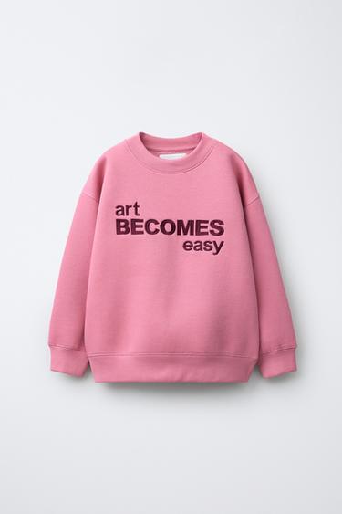 SUDADERA TEXTO BORDADO - Rosa de Zara - Imagen 0