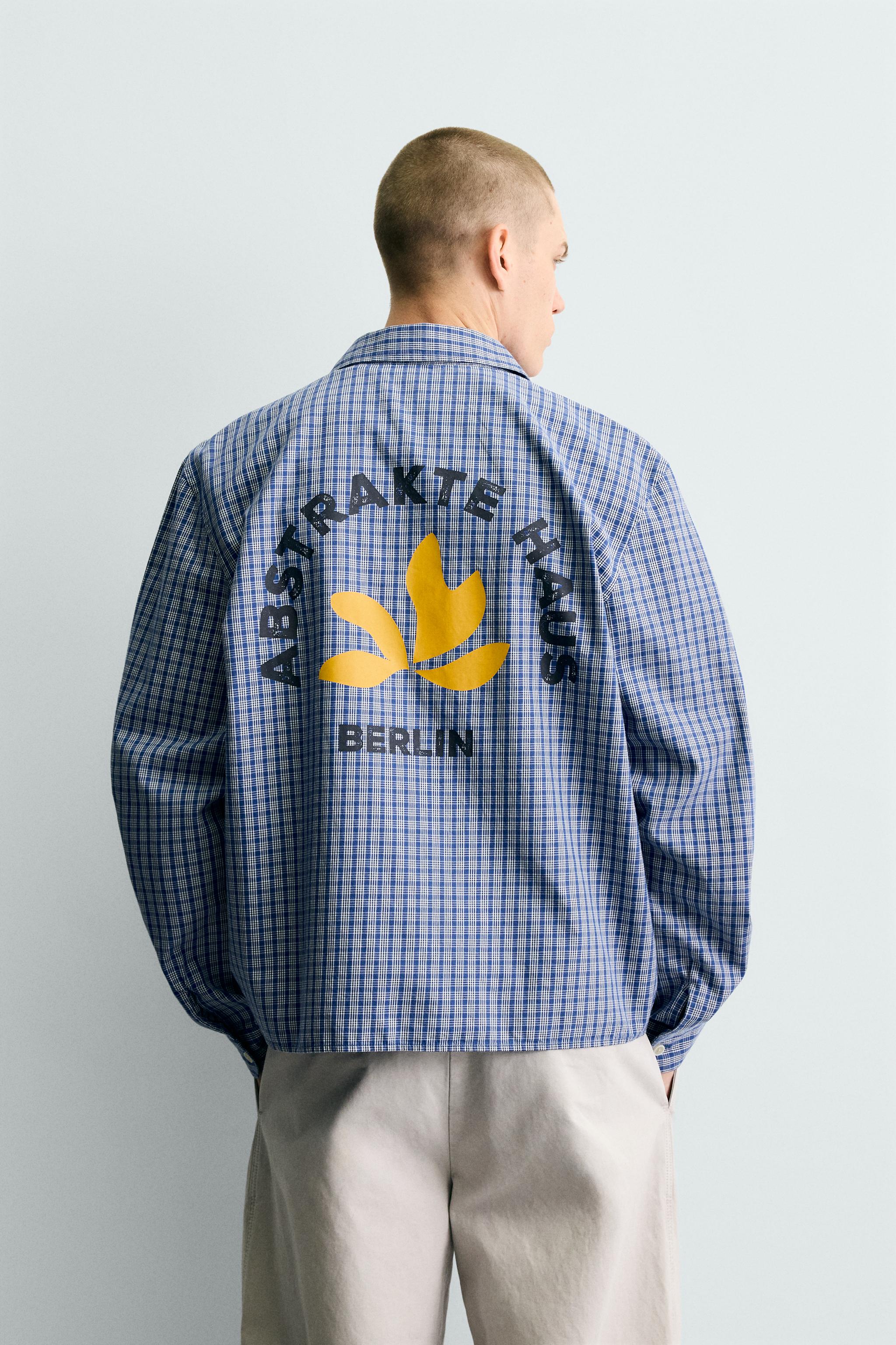 PLAID EMBROIDERED CROPPED SHIRT