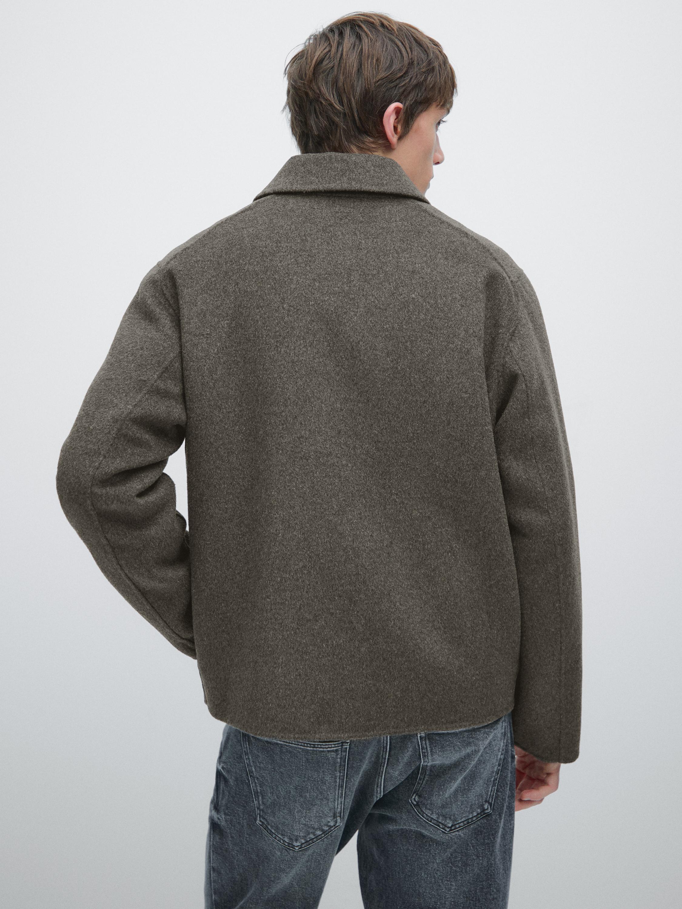 Short wool blend coat with padded lining