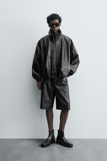 OVERSIZE FIT LEATHER EFFECT BERMUDA SHORTS - LIMITED EDITION - Black by Zara - Image 0