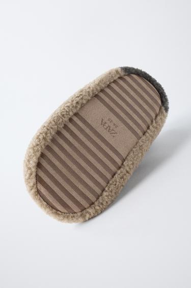 FAUX SHEARLING SLIPPERS - Mink Grey by Zara - Image 6