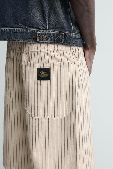 SHORT RELAXED FIT À RAYURES TENNIS - Écru de Zara - Image 4