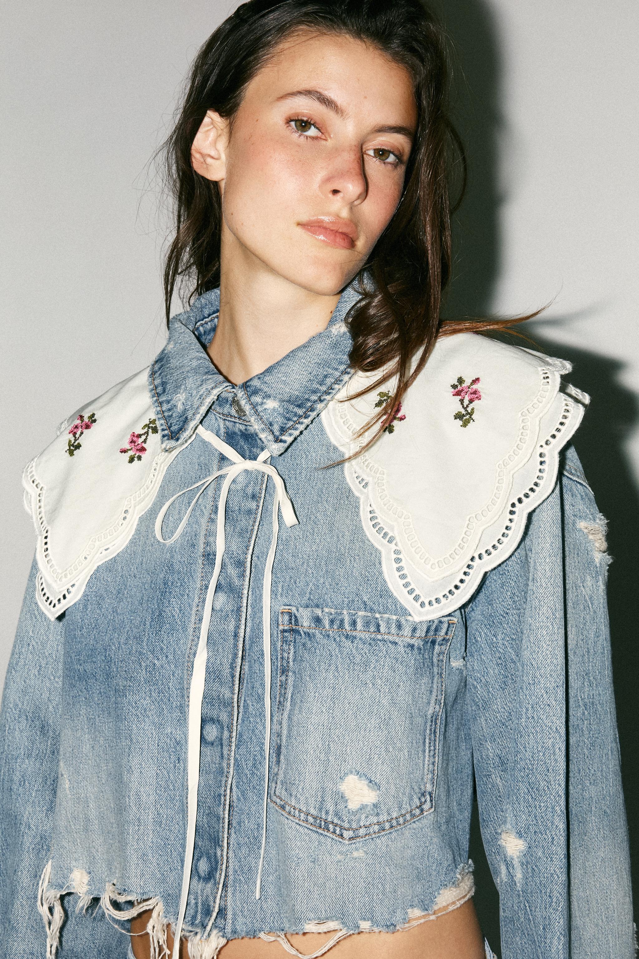 ZARA クロスステッチ刺繍襟 2855/001 ZARA】クロスステッチ刺繍襟 2855/001/712 (ZARA/ファッション