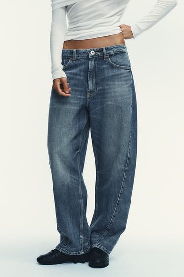 TRF BAGGY BALLOON MID-WAIST JEANS - Blue by Zara