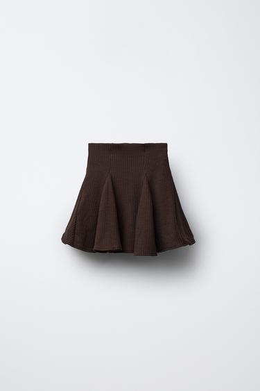 RUFFLE TRIM RIBBED BERMUDA SKORT - Brown by Zara - Image 2