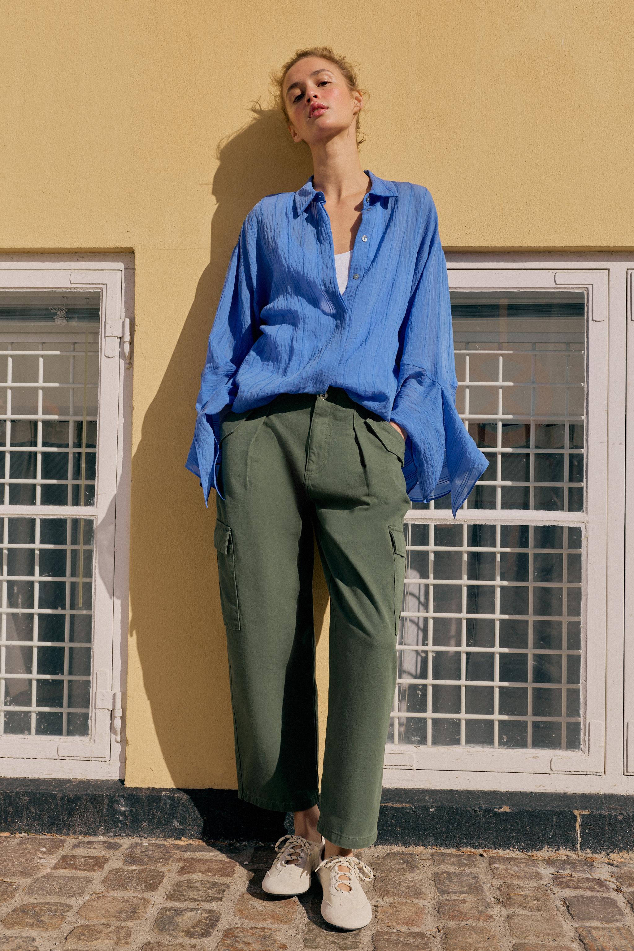 STRIPED BOW SHIRT - Blue | ZARA United States STRIPED BOW SHIRT - Blue | ZARA United States
