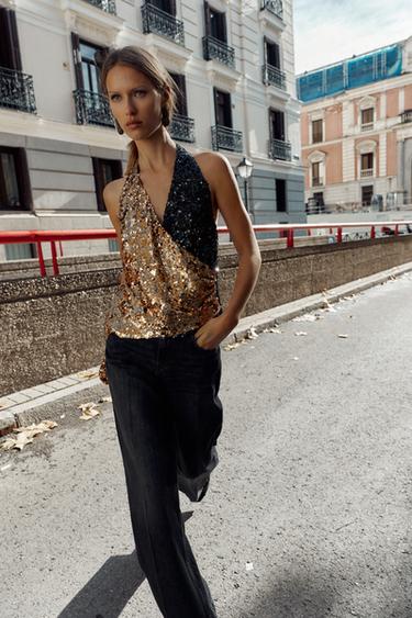 JEANS Z1975 WIDE LEG TIRO ALTO - Negro de Zara