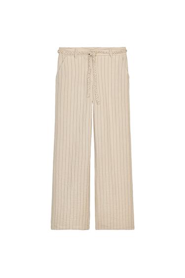STRIPED TROUSERS WITH BRAIDED BELT