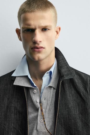 Zara RELAXED FIT DENIM JACKET - Black