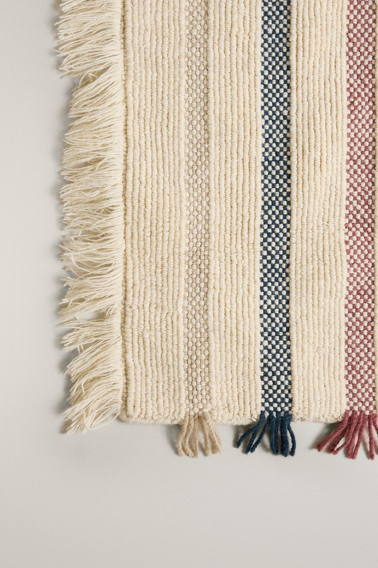 KIDS' MULTICOLOR WOOL AREA RUG — Light beige