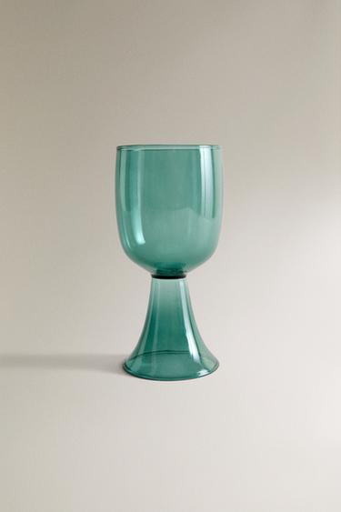 VYSOKÁ SKLENICE SE STOPKOU NA VÍNO Z BAREVNÉHO BOROSILIKÁTU X COLLAGERIE - Zelená od Zara