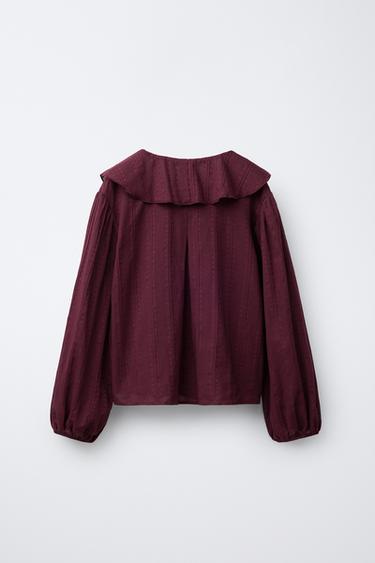 ROMANTIC SHIRT WITH RUFFLED COLLAR - Dark burgundy by Zara - Image 1