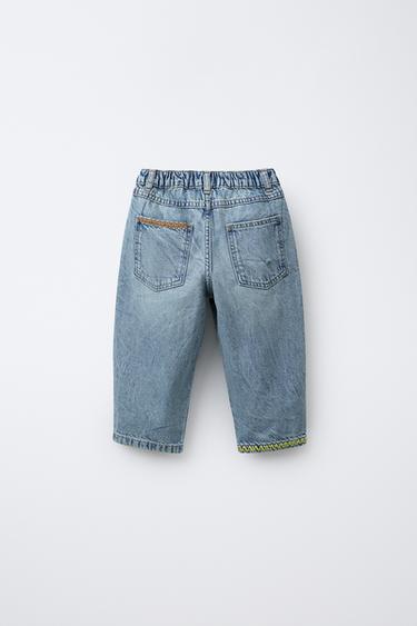 EMBROIDERED BAGGY JEANS - Light blue by Zara - Image 1
