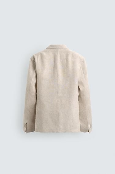 DOUBLE-BREASTED 100% LINEN BLAZER - Light beige by Zara - Image 8