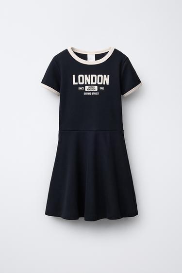 TEXT RIBBED DRESS - بحري الخاص بـ Zara