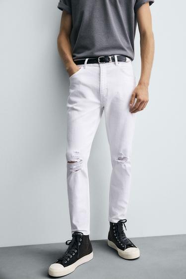 JEAN SKINNY FIT DÉCHIRÉ - Blanc de Zara - Image 4
