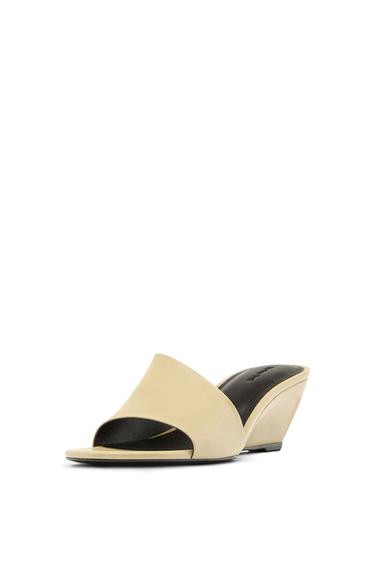Zara Soft leather wedge heel sandals - Vanilla Yellow