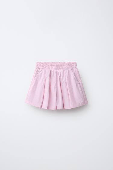 NYLON BOX PLEAT BERMUDA SKORT - Pink by Zara