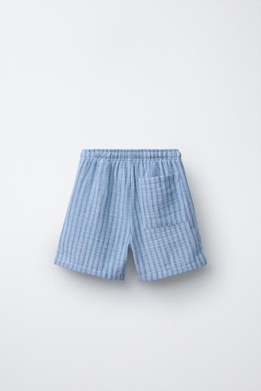 BERMUDA TEXTURÉ À RAYURES - Bleu de Zara - Image 1