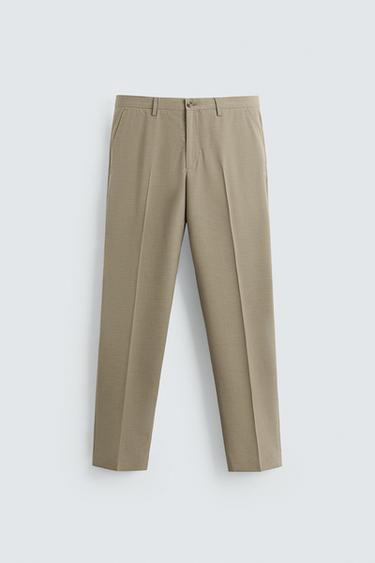 КОСТЮМНЫЕ БРЮКИ ИЗ ТКАНЕВОЙ ФАКТУРЫ — СЕРОВАТО-КОРИЧНЕВЫЙ от Zara