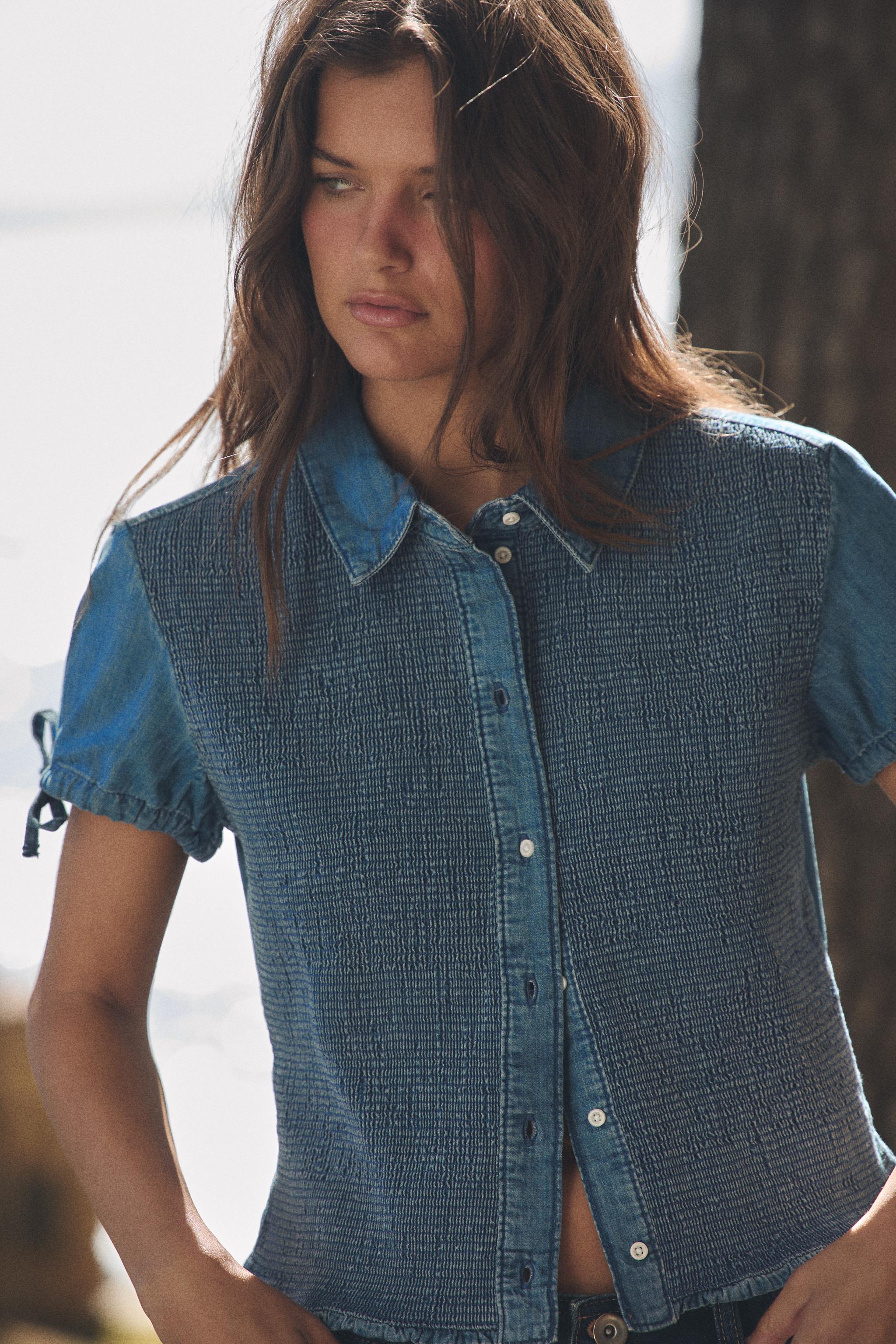 CHEMISE EN DENIM NID D'ABEILLE