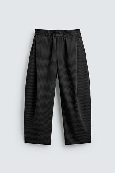 BALLOON FIT PLEATED TROUSERS - striped by Zara