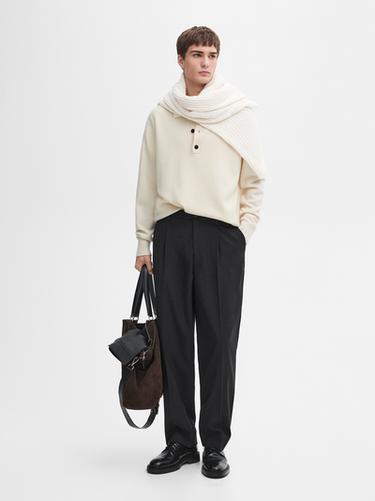 Zara 100% wool knit polo sweater - Ecru - Image 0