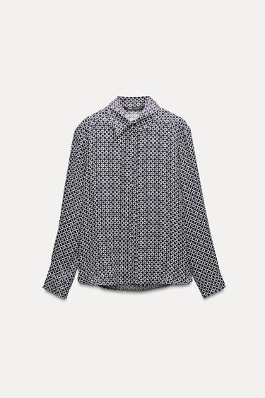 SATIN GEOMETRIC PRINT SHIRT -  by Zara
