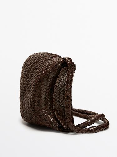 Zara Braided nappa leather crossbody bag - Brown - Image 0