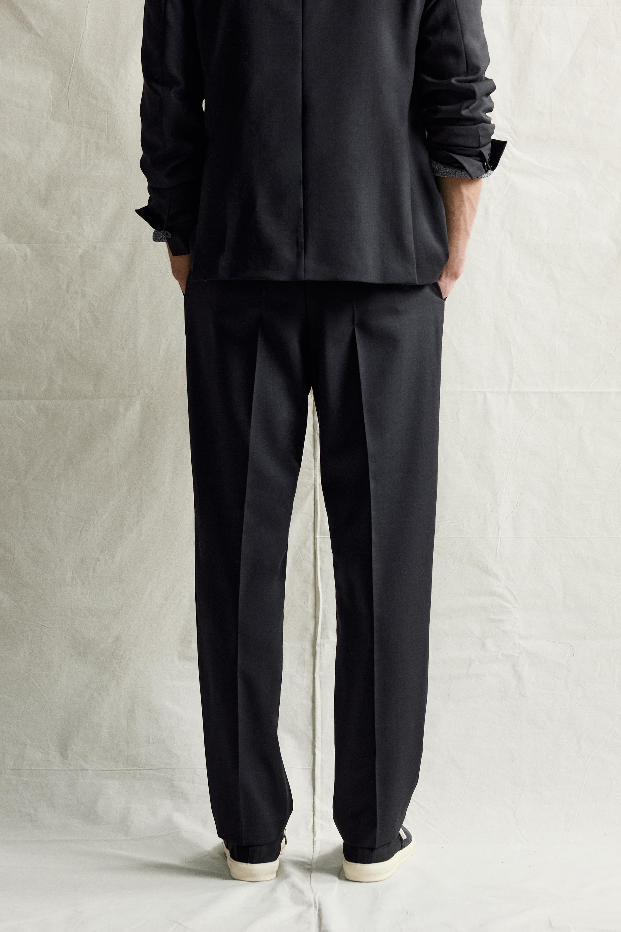 Zara %100 YÜN REGULAR FIT TAKIM PANTOLONU görsel 3